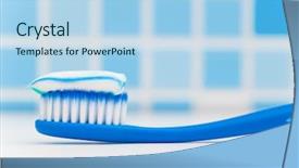  Presentation with tooth paste - Colorful PPT layouts enhanced with tooth paste - toothbrush against blue tile background backdrop and a light blue colored foreground