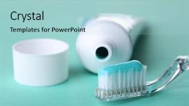  Presentation with tooth paste - Audience pleasing presentation theme consisting of tooth paste - toothbrush with blue toothpaste backdrop and a light blue colored foreground