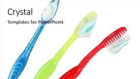  Presentation with glass - Amazing PPT theme having tooth paste - toothbrushes in glass isolated backdrop and a white colored foreground