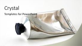  Presentation with tooth paste - Presentation theme having tooth paste - used aluminium tube background and a white colored foreground