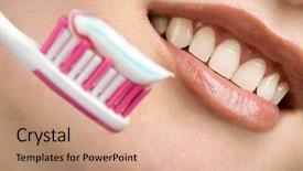  Presentation with tooth paste - PPT theme enhanced with tooth paste - white smile and toothbrush dental background and a coral colored foreground