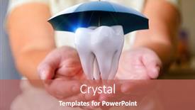  Presentation with health insurance concept - Colorful slide deck enhanced with tooth-under-an-umbrella-over backdrop and a coral colored foreground