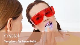 Presentation with laser therapy - Slides with tooth-whitening-through-laser-therapy background and a coral colored foreground