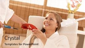  Presentation with laser - Theme having tooth whitening treatment at spa background and a coral colored foreground