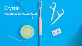  Presentation with oral hygiene - Colorful PPT layouts enhanced with toothbrush-and-oral-care-tools backdrop and a teal colored foreground