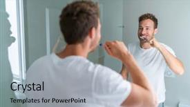  Presentation with dental hygiene - Presentation theme featuring toothbrush in for clean dental background and a light gray colored foreground