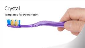  Presentation with magenta - Slide deck having toothbrush isolated on white background and a white colored foreground