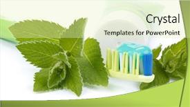  Presentation with herbal toothpaste - Audience pleasing theme consisting of toothbrush toothpaste and fresh leaves backdrop and a blonde colored foreground