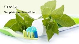  Presentation with herbal toothpaste - PPT layouts featuring toothbrush toothpaste and fresh leaves background and a blonde colored foreground