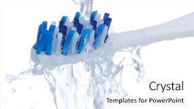  Presentation with splashing - Beautiful PPT layouts featuring designtooth - toothbrush with splashing water backdrop and a white colored foreground