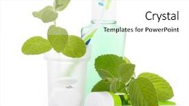  Presentation with herbal toothpaste - Presentation design consisting of toothbrush with toothpaste and fresh background and a white colored foreground
