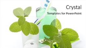  Presentation with herbal toothpaste - Slide set with toothbrush with toothpaste and fresh background and a white colored foreground