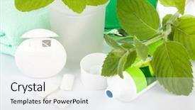  Presentation with herbal toothpaste - Audience pleasing presentation consisting of toothbrush with toothpaste and fresh backdrop and a white colored foreground