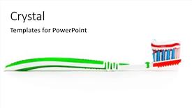  Presentation with toothpaste - Colorful PPT theme enhanced with toothbrush with tricolor toothpaste on light background backdrop and a white colored foreground