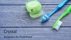  Presentation with dental - Cool new PPT layouts with toothbrushes and dental floss backdrop and a light blue colored foreground