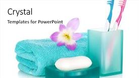  Presentation with soap - Colorful PPT theme enhanced with toothbrushes soap towel and flower backdrop and a white colored foreground