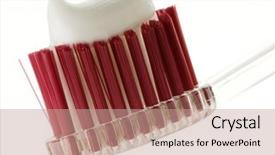 Presentation with toothpaste - Audience pleasing PPT layouts consisting of toothpaste on a toothbrush against white background backdrop and a coral colored foreground