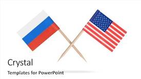  Presentation with russia - Slide deck consisting of toothpick - crossed mini flags usa background and a white colored foreground