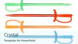  Presentation with food white layout - Presentation theme having toothpick - multicolored plastic food skewers background and a cool aqua colored foreground