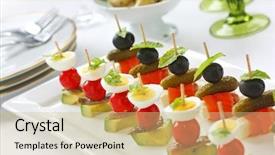  Presentation with spanish food - Colorful slide set enhanced with toothpicks appetizer pinchos spanish food backdrop and a coral colored foreground