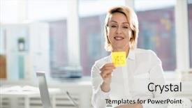  Presentation with notepaper - Audience pleasing slides consisting of toothy smile showing yellow notepaper backdrop and a  colored foreground