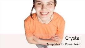  Presentation with child teen - Cool new slide deck with top 10 - child isolated on white happy backdrop and a  colored foreground