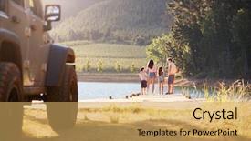  Presentation with road trip - PPT theme enhanced with top 10 - excited family reaching countryside destination background and a yellow colored foreground