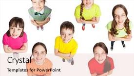  Presentation with teen girls - Cool new presentation theme with top 10 - happy group children isolated backdrop and a lemonade colored foreground