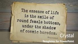  Presentation with cosmic - PPT theme featuring top-10 french writer guy background and a  colored foreground