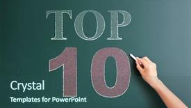  Presentation with blackboard - PPT theme featuring top 10 written on blackboard background and a ocean colored foreground