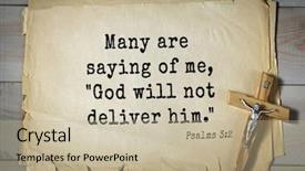  Presentation with deliver - Amazing slide deck having top-1000 bible verses from psalms many are saying of me god will not deliver him backdrop and a mint green colored foreground