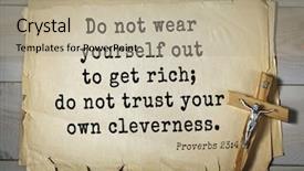  Presentation with bible verses - PPT theme enhanced with top- 150 bible verses about wisdom do not wear yourself out to get rich do not trust your own cleverness background and a mint green colored foreground