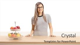  Presentation with business woman standing on maze - Theme with top 20 - young woman standing behind background and a lemonade colored foreground