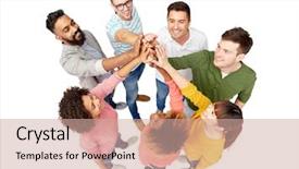  Presentation with race ethnicity - Presentation theme enhanced with top 5 - diversity race ethnicity gesture background and a coral colored foreground