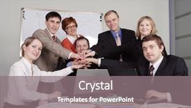  Presentation with five business people standing together and smiling - Presentation theme enhanced with top 5 it company - group of business people working background and a gray colored foreground