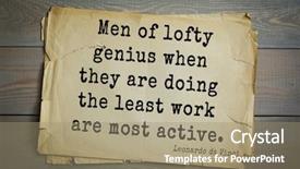  Presentation with leonardo de vinci - Theme featuring top-60 aphorism by leonardo background and a coral colored foreground