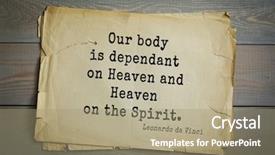  Presentation with inventor - Slide deck with top-60 aphorism by leonardo background and a coral colored foreground