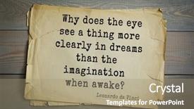  Presentation with imagination - PPT theme having top-60 aphorism by leonardo background and a coral colored foreground