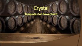  Presentation with oak barrel - Presentation having top and oak wine barrel background and a tawny brown colored foreground