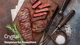 Presentation with cutting board - PPT theme enhanced with top blade or denver grilled background and a tawny brown colored foreground