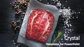  Presentation with steak - Audience pleasing presentation design consisting of top blade steak or beef backdrop and a dark gray colored foreground