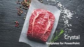  Presentation with steak - Presentation theme featuring top blade steak or beef background and a dark gray colored foreground