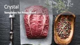  Presentation with graphite - Beautiful PPT theme featuring top blade steak or beef backdrop and a gray colored foreground