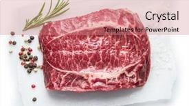  Presentation with steak - Slide set with top blade steak or beef background and a coral colored foreground