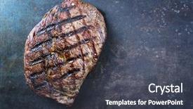  Presentation with dry - Presentation design featuring top bottom - dry agd barbecue entrecote double background and a dark gray colored foreground
