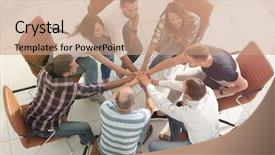  Presentation with team business top view - Cool new presentation theme with top business team show backdrop and a  colored foreground