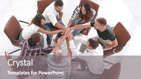  Presentation with team business top view - Presentation design featuring top business team show background and a gray colored foreground