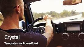  Presentation with driving road - Cool new PPT theme with top car on country road backdrop and a tawny brown colored foreground