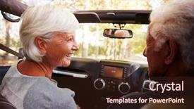 Presentation with senior couple - Colorful presentation enhanced with top car on countryside road backdrop and a  colored foreground