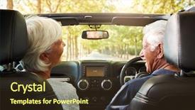  Presentation with open road motorcycles - Presentation theme enhanced with top car on countryside road background and a  colored foreground